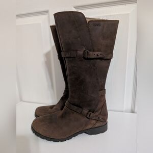 Teva Womens Boots Brown Leather De La Vina Tall Size 7.5 Waterproof